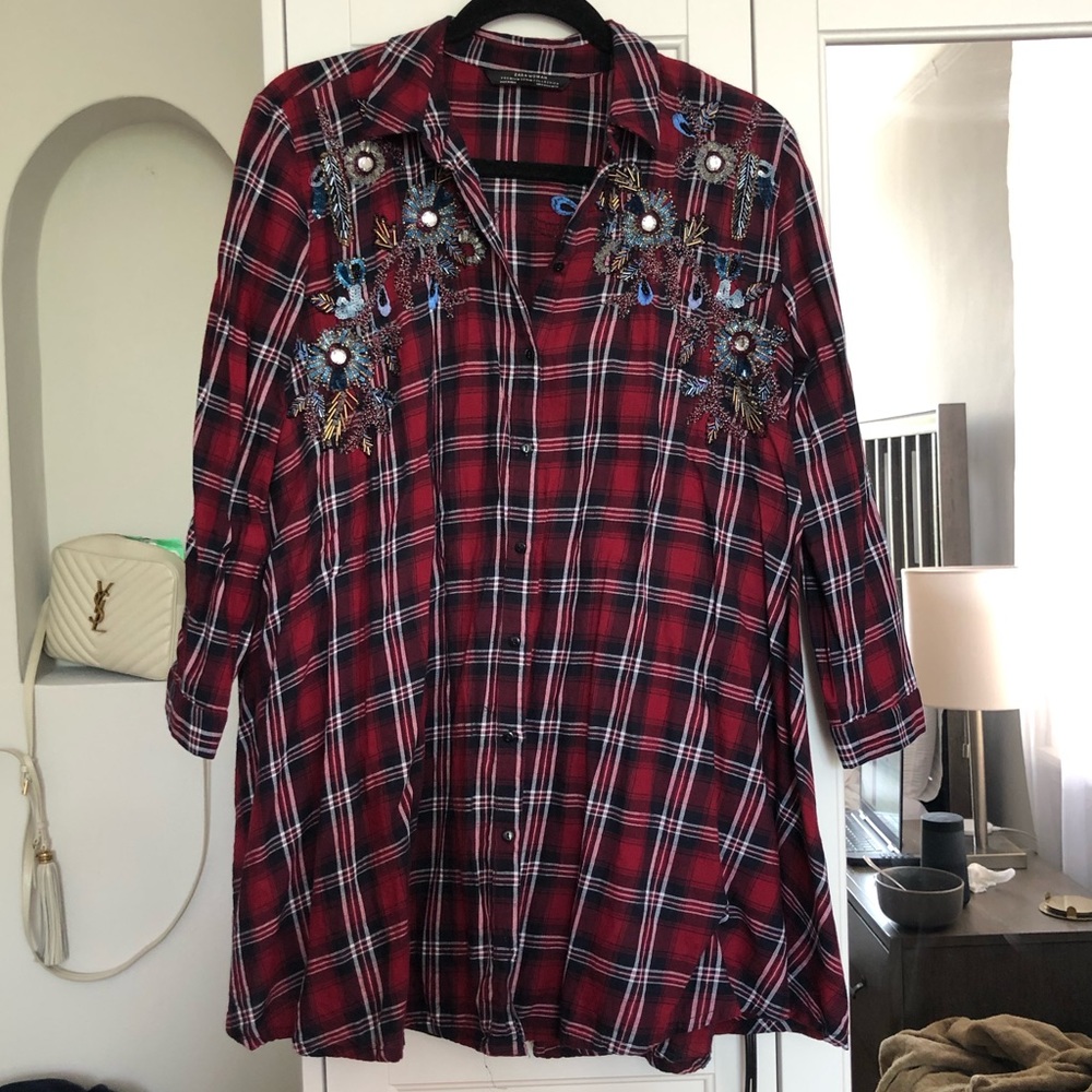 BEZZLE PLAID TSHIRT DRESS - ZARA - Medium